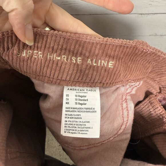 American Eagle Pink Super Hi-Ride Aline Cordouroy Skirt Womens Size 10 - Picture 5 of 5